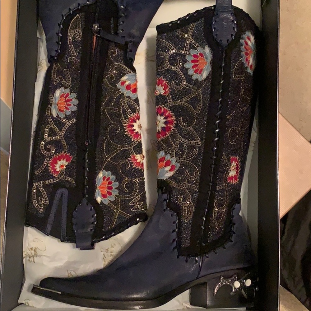 Stunning Embroidered and adorned Cowboy boots.